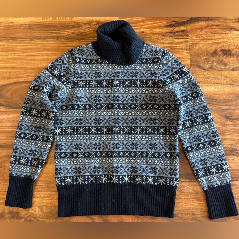 Vineyard Vines Women’s 100% Merino Wool Fair Isle Sweater Small S Black Gray